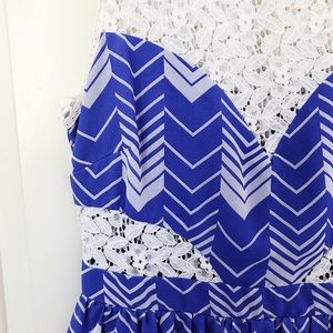 Purple Geometric Design & Lace Dress